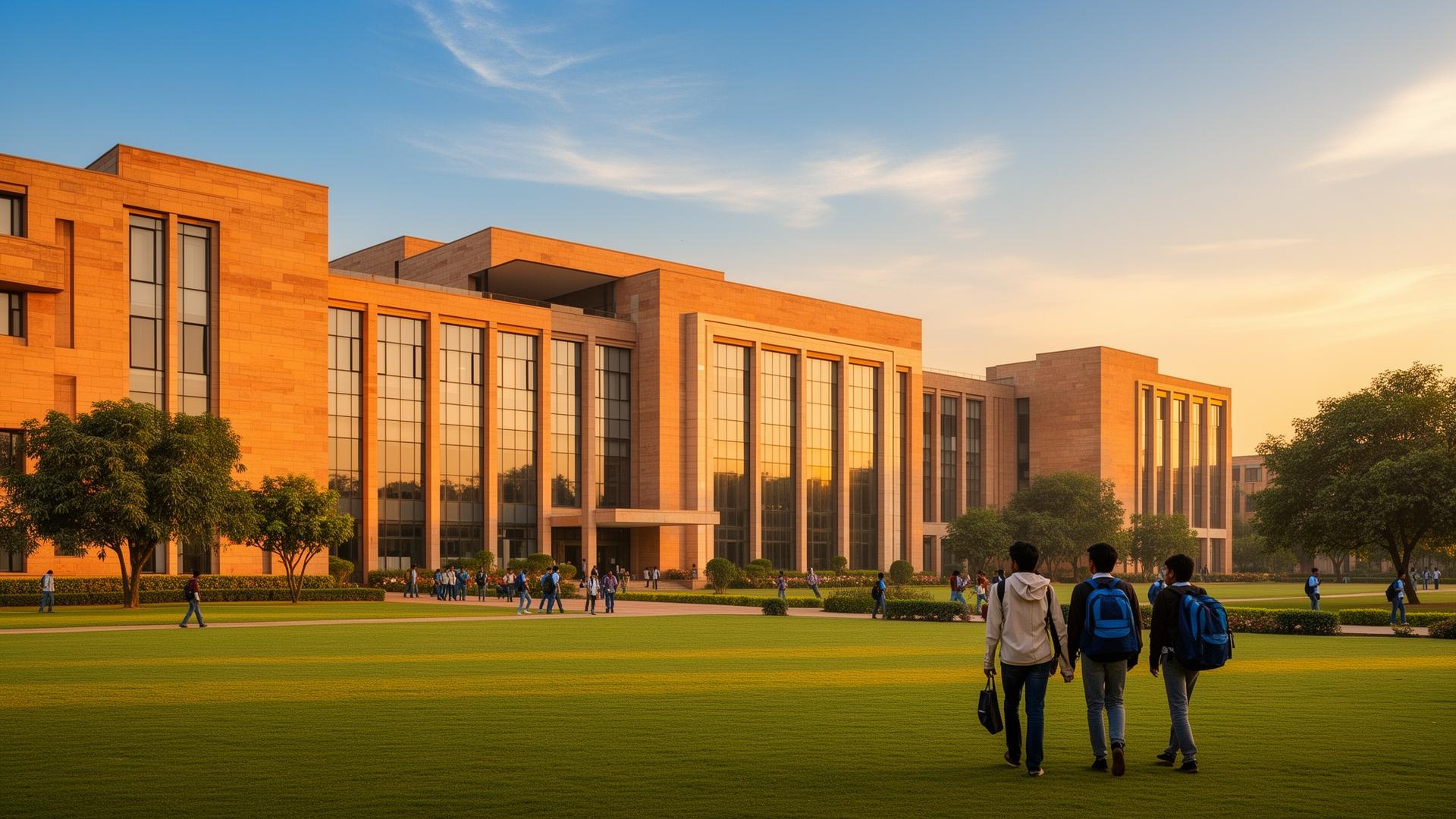 MVJ College campus building at golden hour