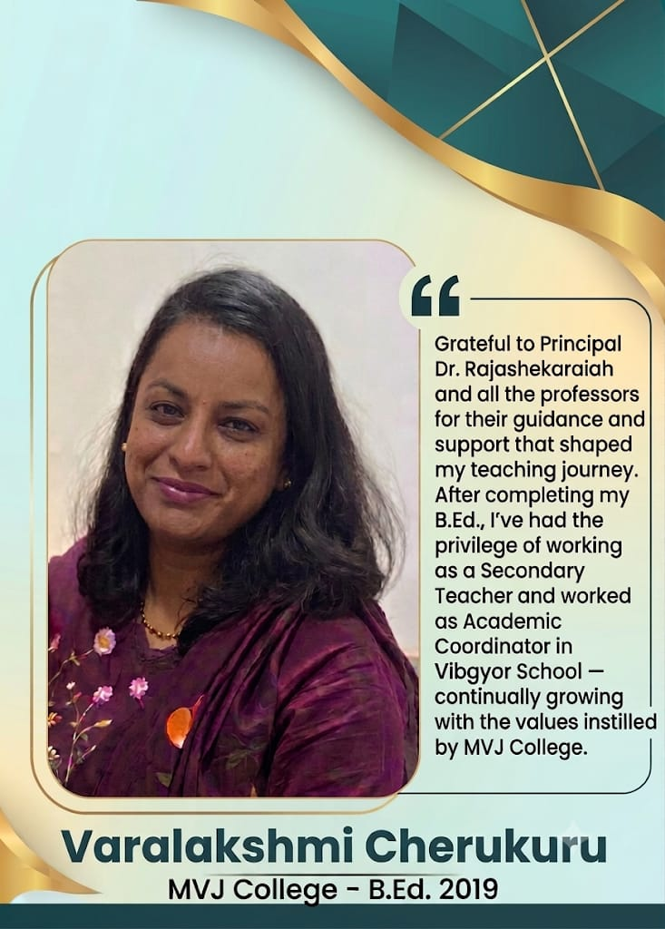 Varalakshmi Cherukuru — MVJ College B.Ed. 2019, Academic Coordinator in Vibgyor School